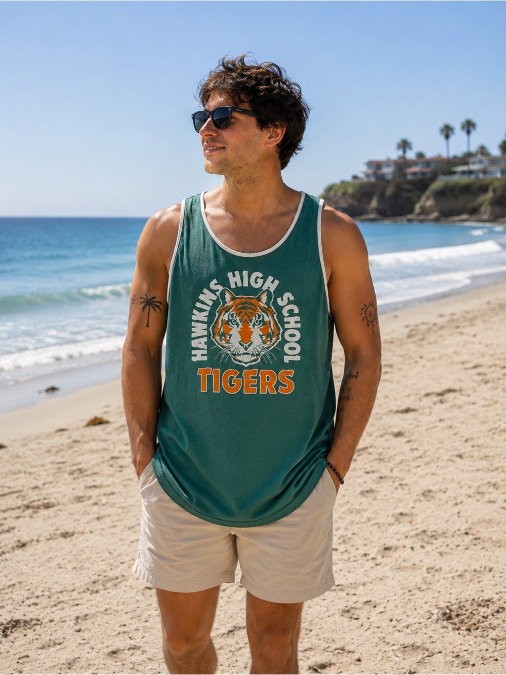 Stranger Things Hawkins High School Tigers Tank Top Netflix Green Graphic 2X XXL